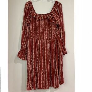 Romantic Gypsy Peasant Smocked Square Neck Dress Hippie Boho Milkmaid Size 3X